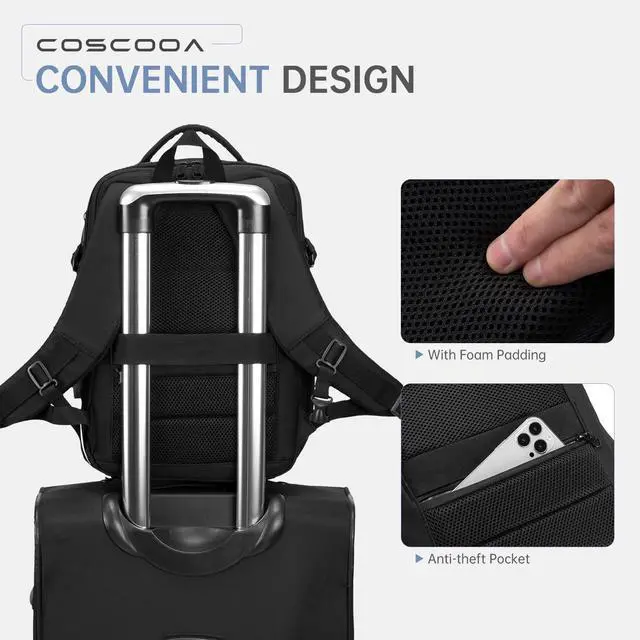 Alt view image 5 of 5 - COSCOOA Expandable Travel Backpack 20-30L,Cabin Size United Airlines Personal Item Bag 17x10x9 inch,Flight Approved Underseat Ryanair 40x20x25 CM Carry on Luggage Bag,Mochila de Viaje