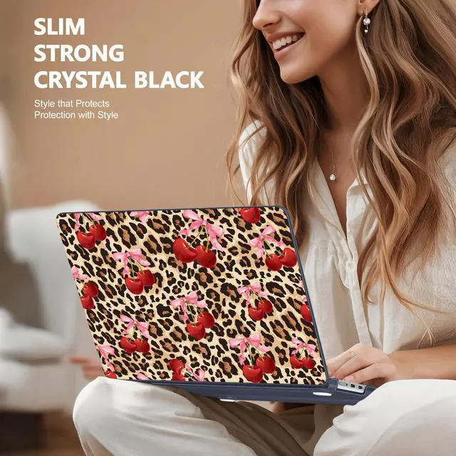Alt view image 4 of 5 - May Chen Compatible with M4 MacBook Air 15 inch Case 2025 2024 2023 A3241 A3114 M3 A2941 M2 with Liquid Retina Display & Touch ID, Plastic Hard Shell with Keyboard Cover - Cherry and Cheetah