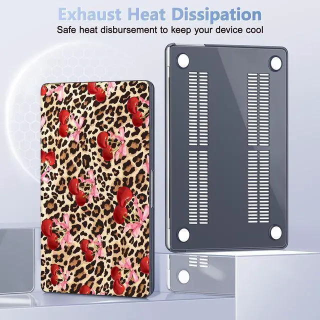 Alt view image 5 of 5 - May Chen Compatible with M4 MacBook Air 15 inch Case 2025 2024 2023 A3241 A3114 M3 A2941 M2 with Liquid Retina Display & Touch ID, Plastic Hard Shell with Keyboard Cover - Cherry and Cheetah