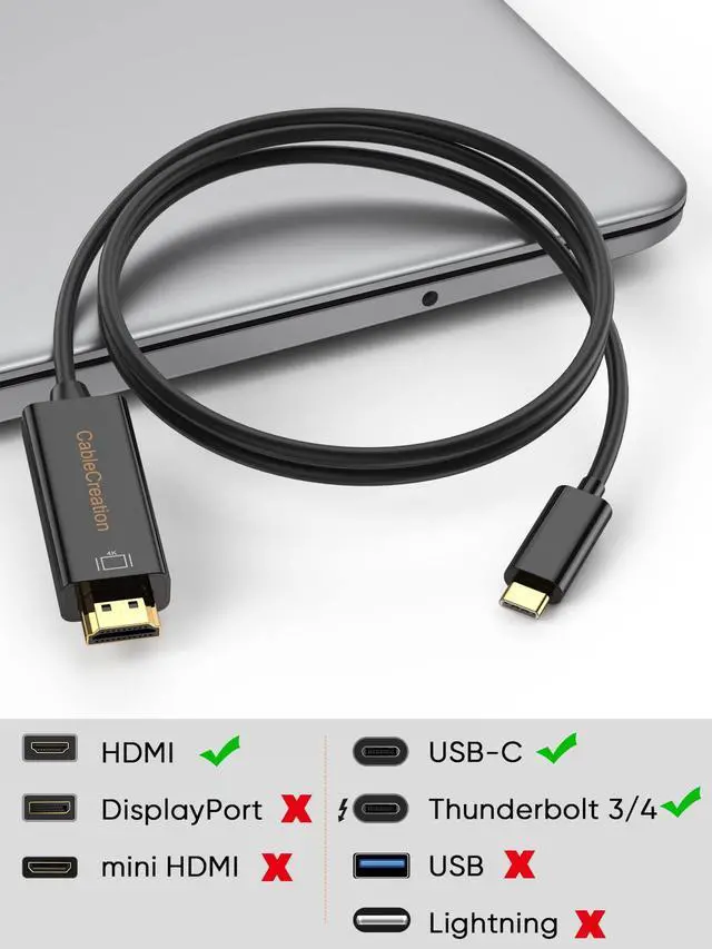 Alt view image 4 of 5 - CableCreation 6-in-1 USB-C Hub with 4K 60HZ HDMI Bundle with USB C to HDMI Cable 4K