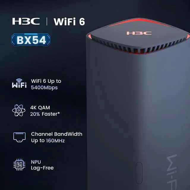 Alt view image 2 of 5 - H3C AX5400 Dual-Band WiFi 6 Router (BX54) High Speed Gaming Routers for Wireless Internet, 4K QAM,OFDMA,MU-MIMO,VPN-Support,Easy-Mesh,Parental Controls,Ethernet Ports Router for Whole Home,80 Devices