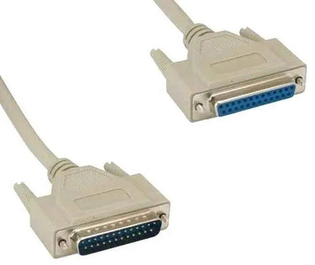 Main image of KENTEK 50 Feet FT DB25 25 Pin Serial Printer Extension Cable Cord 28 AWG Male to Female M/F Molded Straight-Through RS-232 Port Beige for PC Mac Linux Modem