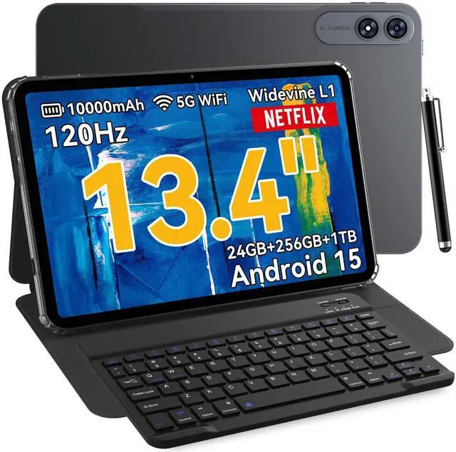 Main image of VekfulPC 13.4 inch Best Android 15 Tablets 2025 with Keyboard and Pen,13+ inch Large Screen 2-in-1 Tablet PC with Case, Stylus, Mouse | Gemini AI Gaming Tablet, 24GB+256GB, 120Hz, Octa-Core, 10000mAh
