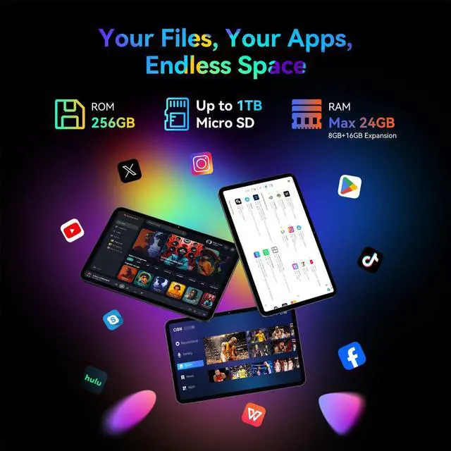 Alt view image 3 of 5 - VekfulPC 13.4 inch Best Android 15 Tablets 2025 with Keyboard and Pen,13+ inch Large Screen 2-in-1 Tablet PC with Case, Stylus, Mouse | Gemini AI Gaming Tablet, 24GB+256GB, 120Hz, Octa-Core, 10000mAh