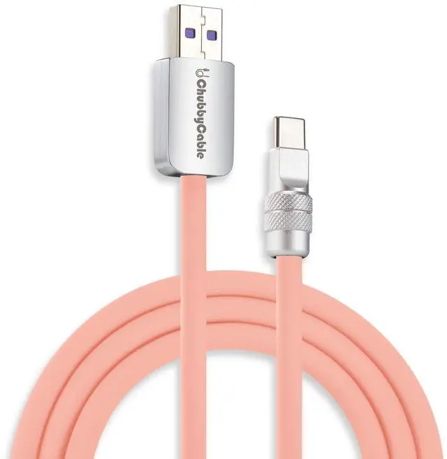Main image of chubbycable Chubby 2.0 Fast Charging Cable Durable Soft Silicone USB C Cable 120W Extra Thick Charger Cord Compatible with iPhone 17-15 Series iPad, Pink, USB-A to Type-C, 9.8 FT