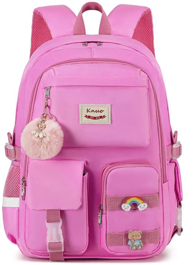 Main image of KIDNUO Backpack for girls Laptop Backpacks 15.6 Inch College Cute Bookbag Anti Theft Primary Elementary School Bag Casual Daypack for Teens Girls Women Students Rose