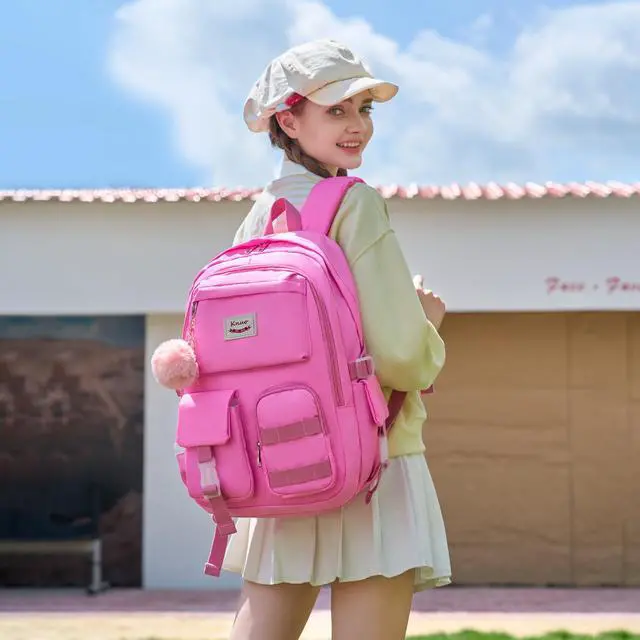 Alt view image 2 of 5 - KIDNUO Backpack for girls Laptop Backpacks 15.6 Inch College Cute Bookbag Anti Theft Primary Elementary School Bag Casual Daypack for Teens Girls Women Students Rose