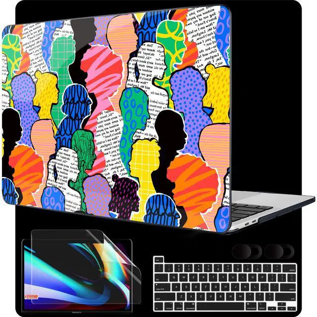 Main image of MEEgoodo Case for MacBook Pro 13 inch Case 2022 2021 2020 A2338 M2/M1 A2251 A2289,Laptop Hard Shell with Keyboard & Camera Cover Compatible with 13 inch MacBook Pro,Diverse People Abstract Art
