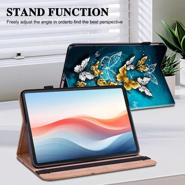 Alt view image 5 of 5 - YHDXUYS Case for Amazon Fire HD 10 and 10 Plus Tablet (13th/11th Generation, 2023/2021 Release) with Multi-Angle Stand and Pen Holder, Green Butterfly