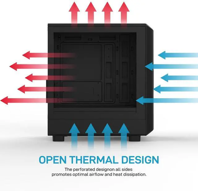 Alt view image 5 of 5 - ALSEYE Rams2.0 Mid Tower PC Case Micro-ATX/ITX MATX Tempered Glass Side Panel, ARGB Control Dust Filters Support 180mm CPU Cooler/305mm GPU/160mm PSU 6x120mm Fans, 240mm Top Radiator (Black)