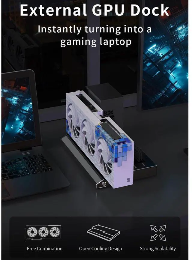 Alt view image 4 of 5 - GPU Enclosure for Thunderbolt3, USB4.0 40Gbps Laptop External GPU Dock Station, Support 60W PD Charging, RJ45 Ethernet, Compatible with NVIDIA/PCIe, Daisy Chain, DC/ATX/SFX