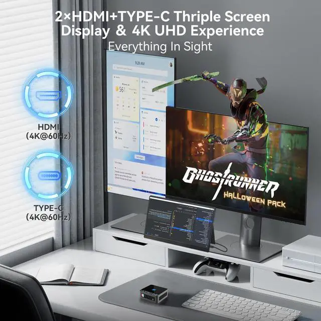 Alt view image 3 of 5 - MOREFINE M9 Pro Mini PC with 13th Gen Core i5-1340P, 16G DDR4 RAM 1TB PCIe3.0 NVME SSD, Mini Desktop Computer Support 4K Triple Screen Display/USB3.2/WiFi6/BT5.2/Office/Business