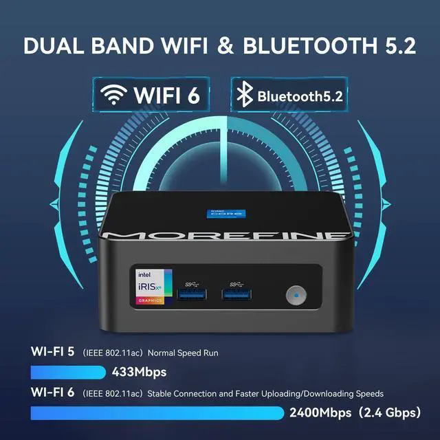 Alt view image 4 of 5 - MOREFINE M9 Pro Mini PC with 13th Gen Core i5-1340P, 16G DDR4 RAM 1TB PCIe3.0 NVME SSD, Mini Desktop Computer Support 4K Triple Screen Display/USB3.2/WiFi6/BT5.2/Office/Business