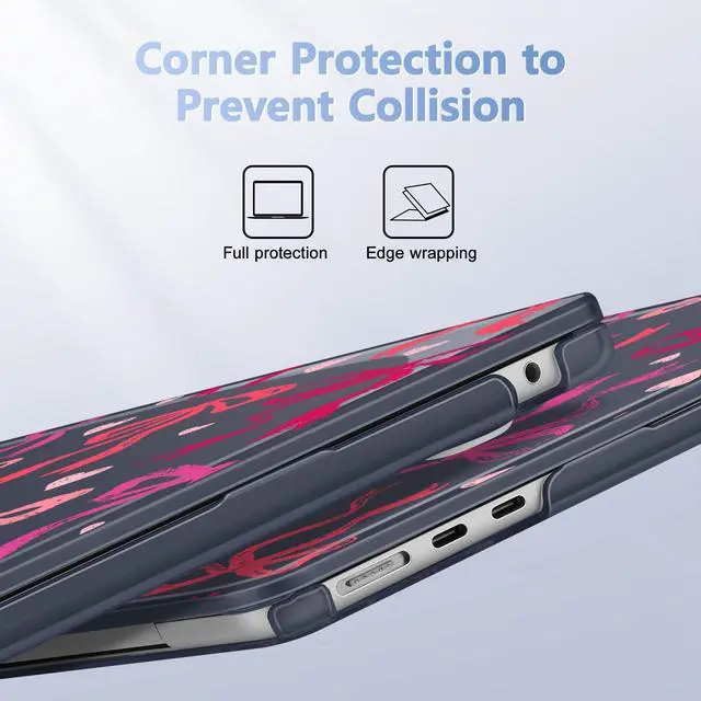 Alt view image 2 of 5 - May Chen [2025 New Pattern] for MacBook Air 13.6 inch Case M2 M3 M4 Chip Model: A2681 A3113 A3240, 2022-2025 Release, Hard Shell Cover with Screen Protector & Keyboard Skin - Black Pink Bows