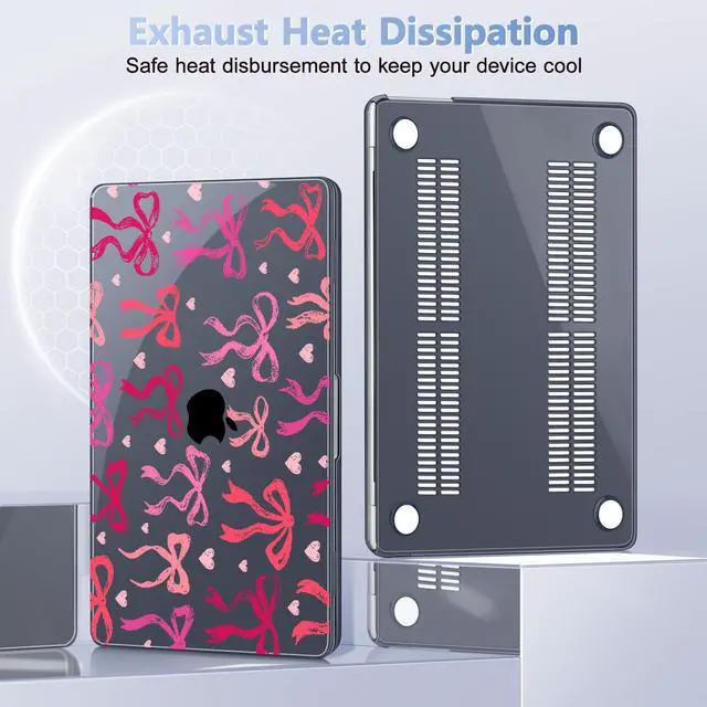 Alt view image 4 of 5 - May Chen [2025 New Pattern] for MacBook Air 13.6 inch Case M2 M3 M4 Chip Model: A2681 A3113 A3240, 2022-2025 Release, Hard Shell Cover with Screen Protector & Keyboard Skin - Black Pink Bows