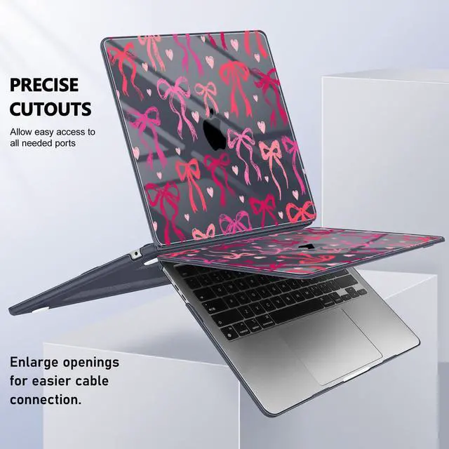 Alt view image 5 of 5 - May Chen [2025 New Pattern] for MacBook Air 13.6 inch Case M2 M3 M4 Chip Model: A2681 A3113 A3240, 2022-2025 Release, Hard Shell Cover with Screen Protector & Keyboard Skin - Black Pink Bows