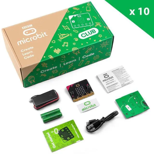 Alt view image 2 of 5 - GeeekPi microbit V2 Club Kit (10 Pack microbit v2 go kit) with 10 BBC Micro:bit V2 Boards, Battery Holders, Micro USB Cable,20 AAA Batteries for Coding and Programming
