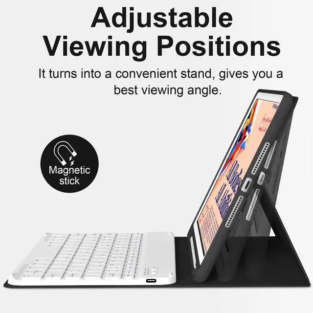 Alt view image 5 of 5 - BQDIYOO Keyboard Case for iPad 9th/8th/7th Generation(2021/2020/2019), 10.2 inch iPad 9/8/7 Case with Keyboard, Auto Wake Sleep Cover with Pencil Holder, Black