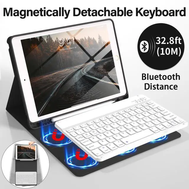 Alt view image 4 of 5 - BQDIYOO Keyboard Case for iPad 9th/8th/7th Generation(2021/2020/2019), 10.2 inch iPad 9/8/7 Case with Keyboard, Auto Wake Sleep Cover with Pencil Holder, Black