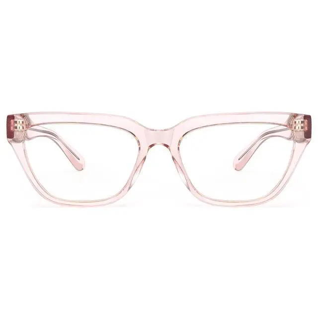 Alt view image 2 of 5 - Dollger Blue Light Blocking Glasses For Woman Men Rectangle Cat Eye Computer BlueLight Glasses Clear Lens Non-Prescription Transparent powder frame