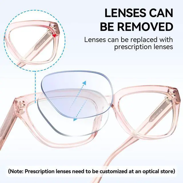 Alt view image 4 of 5 - Dollger Blue Light Blocking Glasses For Woman Men Rectangle Cat Eye Computer BlueLight Glasses Clear Lens Non-Prescription Transparent powder frame