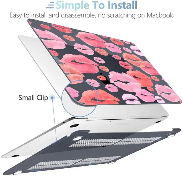 Alt view image 4 of 5 - MEEgoodo for MacBook Air 13.3 inch Case 2021 2020 2019 2018 A2337 M1 A2179 A1932, Laptop Shell for MacBook Air M1 with Keyboard Webcam Cover & Trackpad Film & Type C Adapter,Red & Pink Lips
