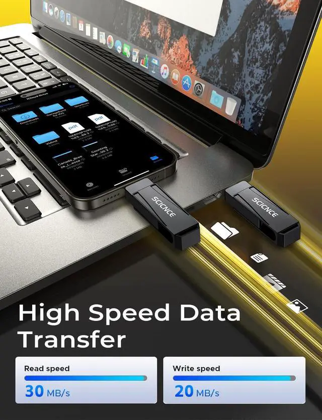 Alt view image 3 of 5 - SCICNCE 512GB Flash Drive Intended for iPhone, USB Memory Stick Storage Backup for Photos Videos, Plug and Play No APP Required, Compatible with iPhone iPad Android and Computers (Metal Gray)