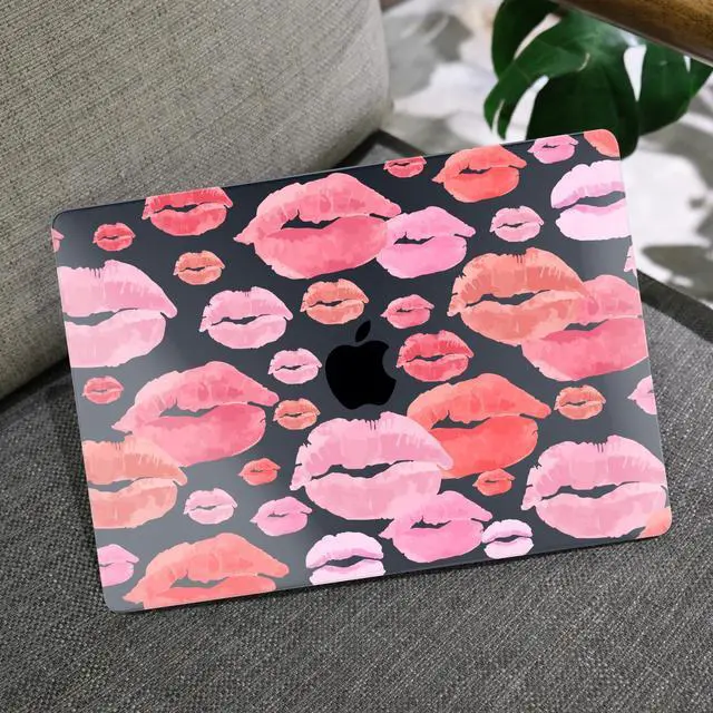 Alt view image 5 of 5 - MEEgoodo for MacBook Air 13.3 inch Case 2021 2020 2019 2018 A2337 M1 A2179 A1932, Laptop Shell for MacBook Air M1 with Keyboard Webcam Cover & Trackpad Film & Type C Adapter,Red & Pink Lips