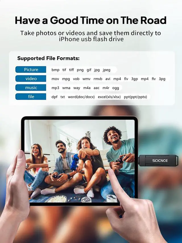 Alt view image 5 of 5 - SCICNCE 512GB Flash Drive Intended for iPhone, USB Memory Stick Storage Backup for Photos Videos, Plug and Play No APP Required, Compatible with iPhone iPad Android and Computers (Metal Gray)