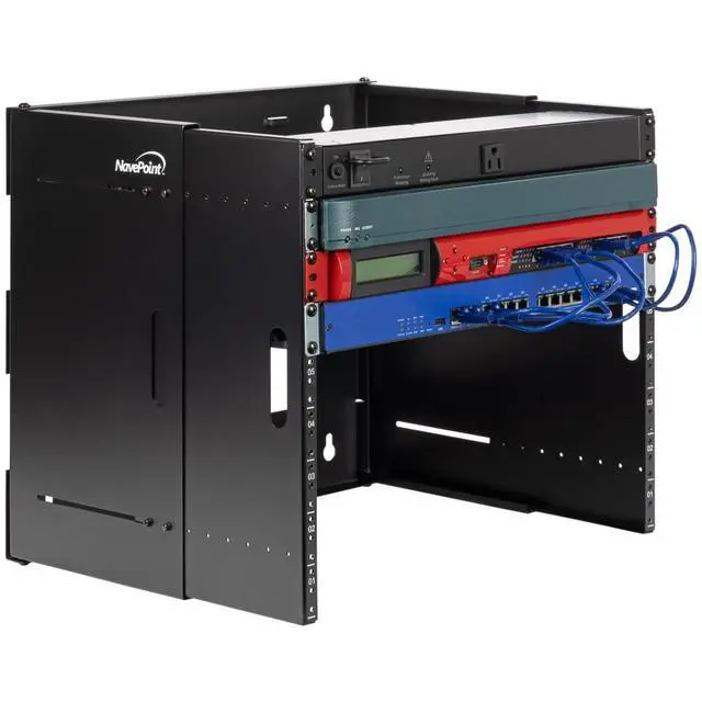 Alt view image 5 of 5 - NavePoint 4U Patch Panel Bracket Wall Mount Patch Panel Rack for 19 Networking Equipment  Expandable Mounting Depth 9.5 to 15.5 4U IT Rack 40lbs Weight Capacity