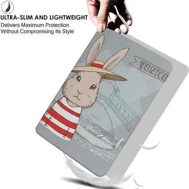 Alt view image 5 of 5 - DuraSafe Cases for iPad mini 3rd Mini 2nd Mini 1st 7.9 inch A1599 A1600 A1489 A1490 A1491 A1432 A1454 A1455 Printed Lightweight Shock Absorbant Flexible TPU Protective Clear Case - Bunny Hat