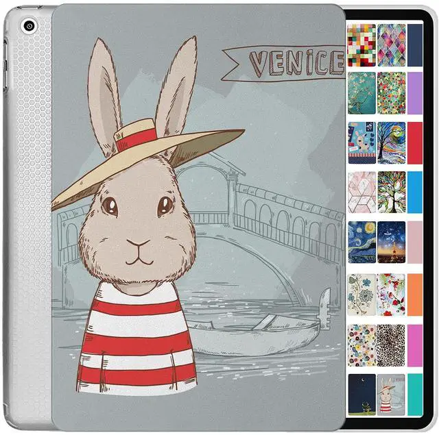 Main image of DuraSafe Cases for iPad mini 3rd Mini 2nd Mini 1st 7.9 inch A1599 A1600 A1489 A1490 A1491 A1432 A1454 A1455 Printed Lightweight Shock Absorbant Flexible TPU Protective Clear Case - Bunny Hat