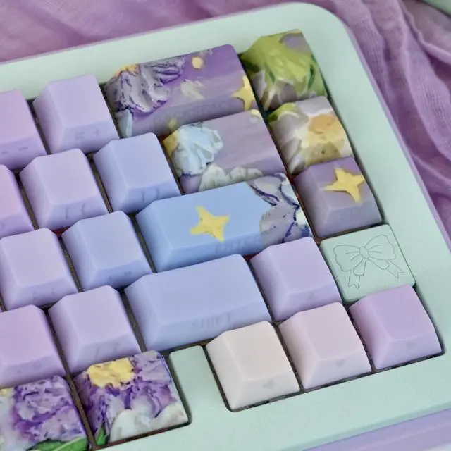 Alt view image 5 of 5 - TIMSEKER Purple Side Print Shine Through Keycap Set - Dye Sublimation Cherry Profile PBT Keycap for Mechanical Gaming Keyboard - 126 Keys Violet Theme