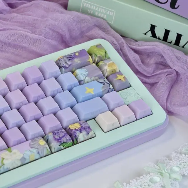 Alt view image 4 of 5 - TIMSEKER Purple Side Print Shine Through Keycap Set - Dye Sublimation Cherry Profile PBT Keycap for Mechanical Gaming Keyboard - 126 Keys Violet Theme