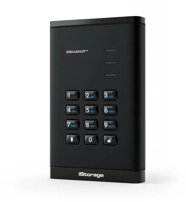 Main image of iStorage diskAshur3 HDD 1TB Black - Secure Portable Hard Drive - Password Protected - Dust & Water Resistant - Hardware Encryption