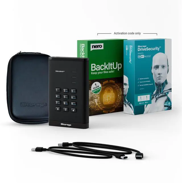 Alt view image 3 of 3 - iStorage diskAshur3 HDD 1TB Black - Secure Portable Hard Drive - Password Protected - Dust & Water Resistant - Hardware Encryption