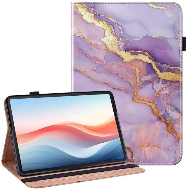 Main image of YHDXUYS Case for Samsung Galaxy Tab S10 Plus 2024/S9 FE Plus 2023/S9 Plus 2023 12.4 Inch Tablet with Pencil Holder, Multiangle Stand Wallet Design Cover,Purple Marble