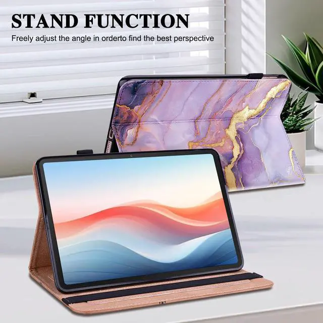 Alt view image 5 of 5 - YHDXUYS Case for Samsung Galaxy Tab S10 Plus 2024/S9 FE Plus 2023/S9 Plus 2023 12.4 Inch Tablet with Pencil Holder, Multiangle Stand Wallet Design Cover,Purple Marble