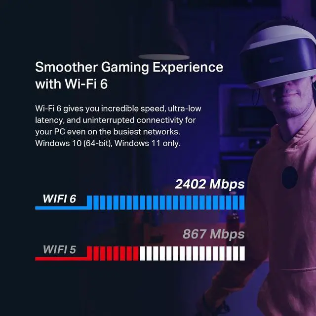 Alt view image 3 of 5 - TP-Link WiFi 6 PCIe WiFi Card for Desktop PC AX3000 (Archer TX55E), Bluetooth 5.2, WPA3, 802.11ax Dual Band Wireless Adapter with MU-MIMO, Ultra-Low Latency, Supports Windows 11, 10 (64bit) Only