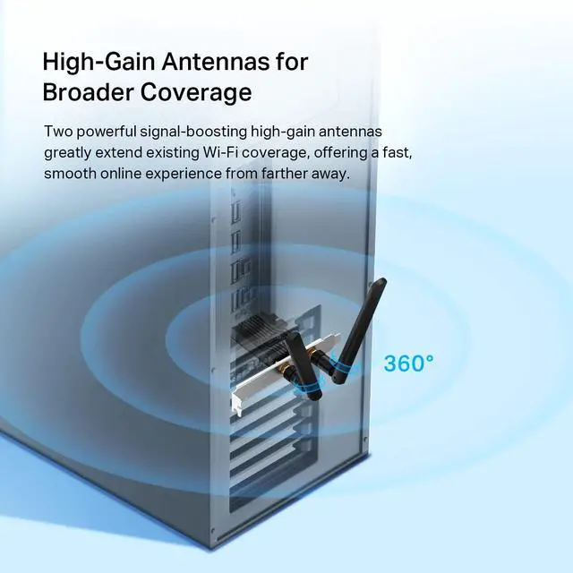 Alt view image 4 of 5 - TP-Link WiFi 6 PCIe WiFi Card for Desktop PC AX3000 (Archer TX55E), Bluetooth 5.2, WPA3, 802.11ax Dual Band Wireless Adapter with MU-MIMO, Ultra-Low Latency, Supports Windows 11, 10 (64bit) Only