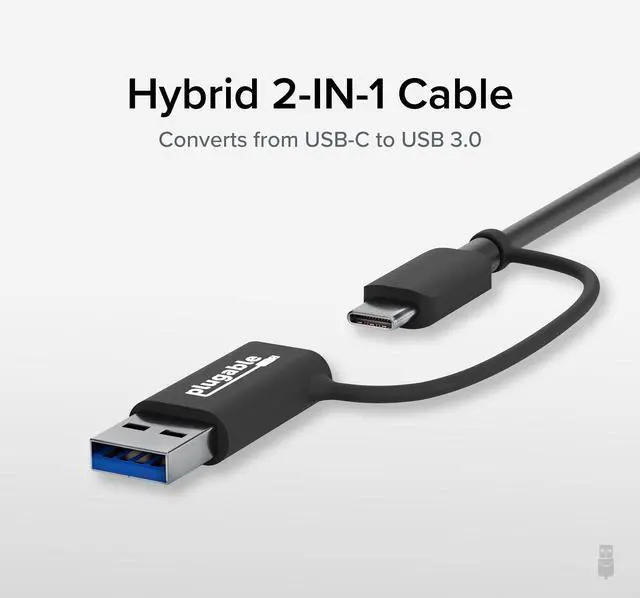 Alt view image 4 of 5 - Plugable 2.5G USB-C and USB to Ethernet Adapter  Dual-Connector 2-in-1 USB-C to RJ45 2.5Gbps LAN, Compatible with Thunderbolt 5 & 4, USB4, USB 3.0, Windows, Mac, ChromeOS, iPhone 15 & 16