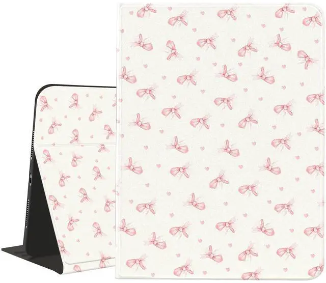 Main image of JOYLAND Kawaii Pink Bow Ribbon Case for 10.2 Inch iPad 9th/8th/7th Generation(iPad 2021/2020/2019) with Pencil Holder Multi-Angle Stand Aesthetic Girly Leather Cover Auto Sleep/Wake for Girls