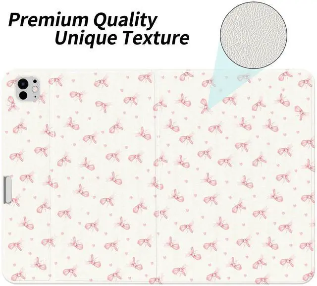 Alt view image 2 of 5 - JOYLAND Kawaii Pink Bow Ribbon Case for 10.2 Inch iPad 9th/8th/7th Generation(iPad 2021/2020/2019) with Pencil Holder Multi-Angle Stand Aesthetic Girly Leather Cover Auto Sleep/Wake for Girls