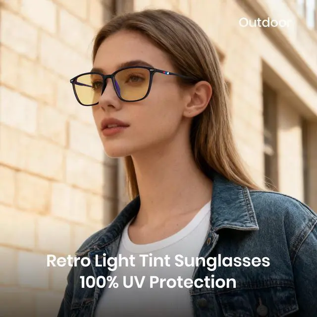 Alt view image 3 of 5 - Cyxus Blue Light Blocking Glasses Men Women Driving Gaming Computer Rectangle TR90 frame Anti Eyestrain UV400 8208