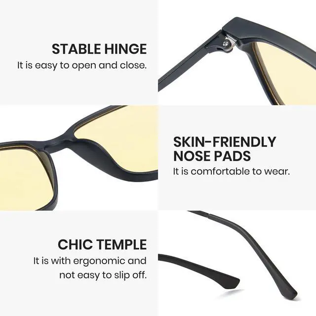 Alt view image 5 of 5 - Cyxus Blue Light Blocking Glasses Men Women Driving Gaming Computer Rectangle TR90 frame Anti Eyestrain UV400 8208