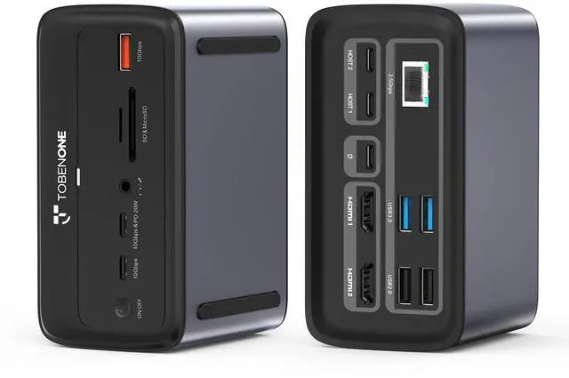 Main image of TobenONE MacBook Docking Station Dual 4K@60Hz, 16-in-2 USB C Docking Station with 2 HDMI Ports, 7 USB Ports, 100W GaN Power Supply & 20W Charging, 2.5Gbps Ethernet, for Home & Office