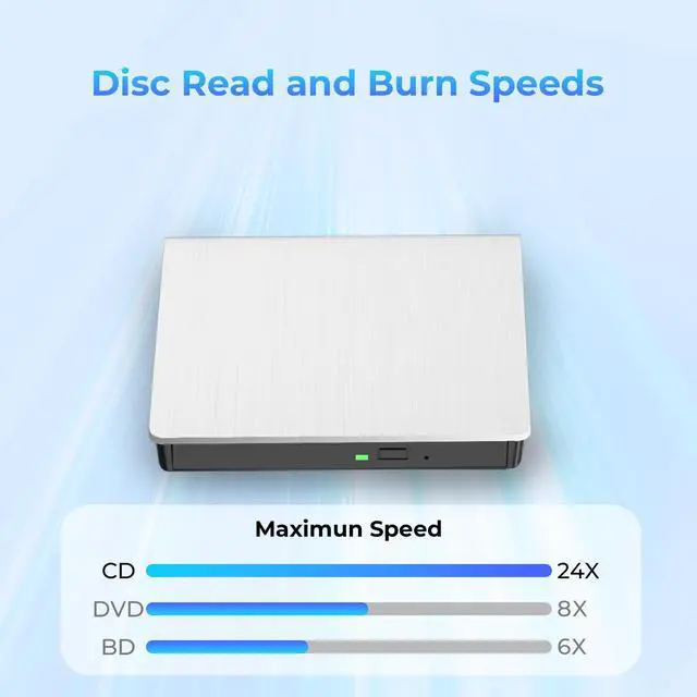 Alt view image 4 of 5 - Yaeonku White External Blu Ray Drive, Support 50G Disc Read/Write Bluray Drives, Portable 3D Blu Ray Burner with USB 3.0 and Type-C, Suitable for Windows XP/7/8/10/11 MacOS for Laptop, Desktop, Mac