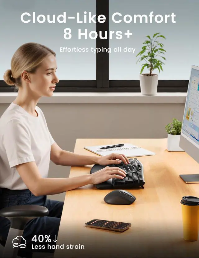 Alt view image 5 of 5 - Quiet Wireless Keyboard and Mouse Combo,30dB Silent Ergonomic Full-Size Keyboard Set with Wave Keys & Soft Palm Rest, Dual-System Switch for Windows/Mac, Ideal for Business Teams & Home OfficeSablute