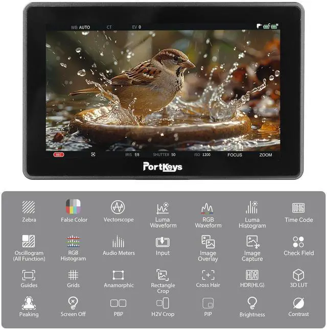 Alt view image 2 of 5 - Portkeys BM5 IV Camera Control Field Monitor 5.5" 2000nit Dual Screen Touch Focus Camcorder Monitor Wired Control for Sony Canon RED ARRI ZCAM Nikon BMPCC, Aluminum Housing Manual Log Mode