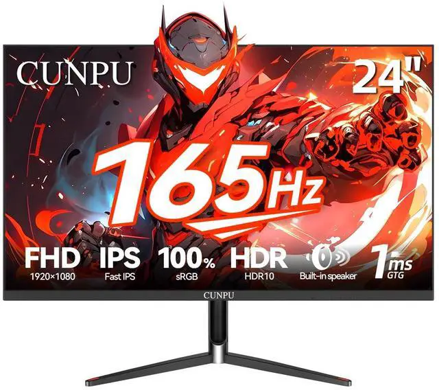 Main image of CUNPU 24 Inch Gaming Monitor, FHD 1080P 165Hz Monitor, IPS Display, Free-sync Compatible, 99% SRGB Color Gamut VESA 100 * 100mm Eye Care, Ultra-Slim Frame, Black,